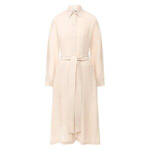 VINCE Belted Shirt Dress in Dove Oat XS NWT